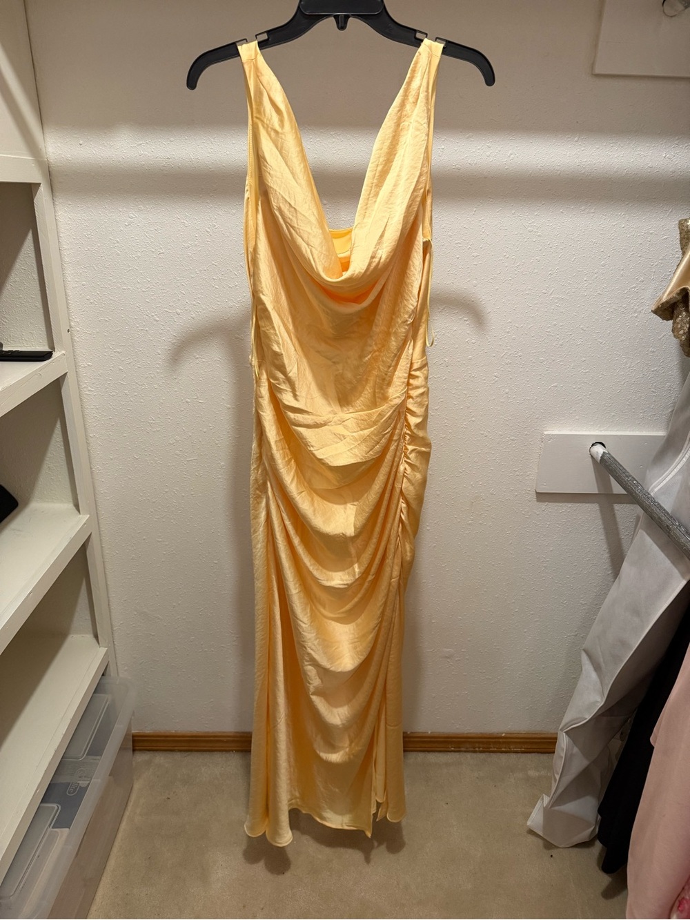 Abercrombie and Fitch Yellow Cowl Neck Satin Dress